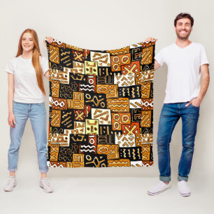 African Patchwork  Fleece Blanket