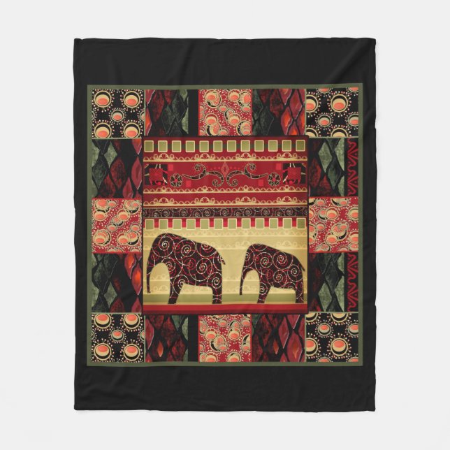 African patchwork fleece blanket (Front)