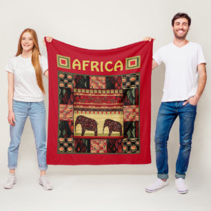 African patchwork fleece blanket