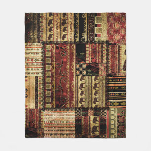African Patchwork: Grunge Print Background Fleece Blanket