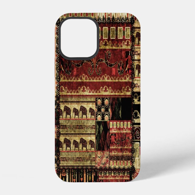 African Patchwork: Grunge Print Background iPhone Case (Back)
