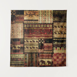 African Patchwork: Grunge Print Background Tapestry