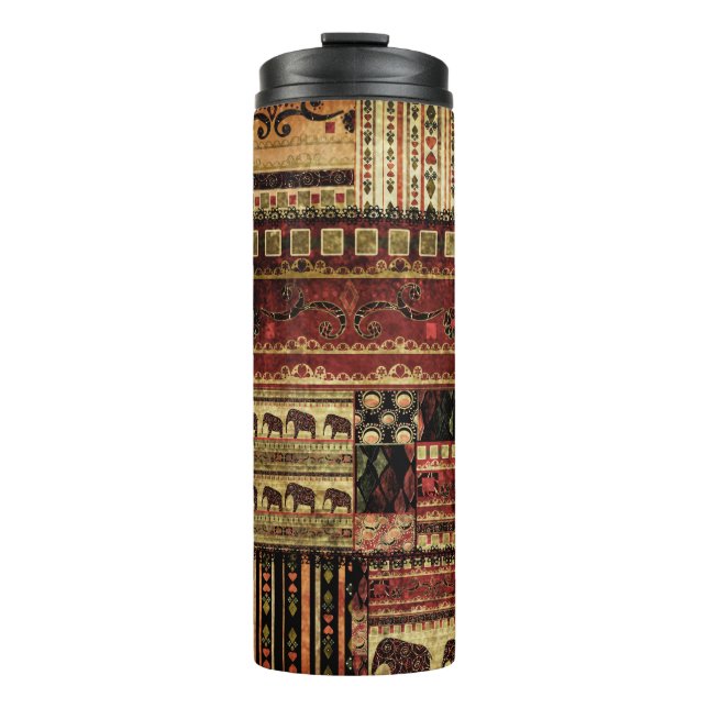 African Patchwork: Grunge Print Background Thermal Tumbler (Front)