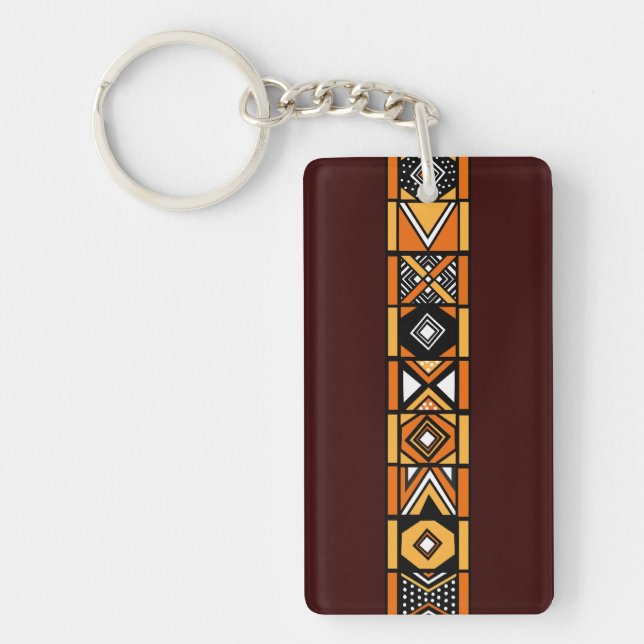 African pattern brown keychain (Front)