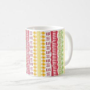 African Pattern Ceramic Coffee Mug Fruit Colours