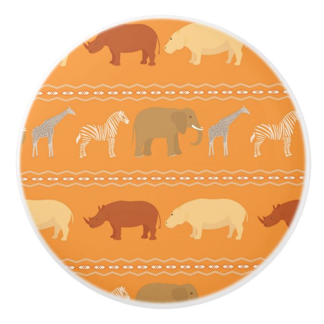 African pattern ceramic knob (Front)