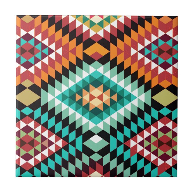 African Pattern Colourful Design Ceramic Tile (Front)