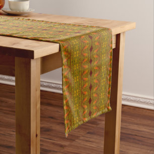 african pattern, geometric, pattern,brown, modern short table runner