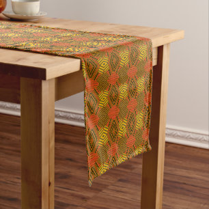 african pattern, geometric, pattern,brown, modern short table runner