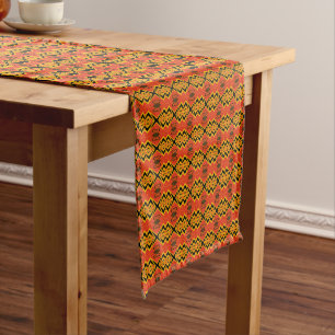 african pattern, geometric, pattern,brown, modern short table runner