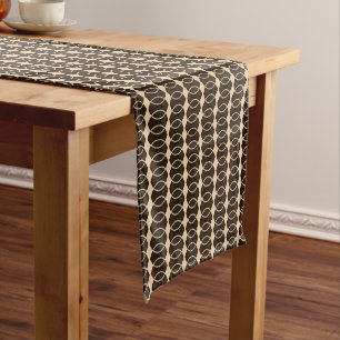 african pattern, geometric, pattern,brown, modern short table runner