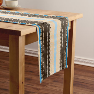 african pattern, geometric, pattern,brown, modern short table runner