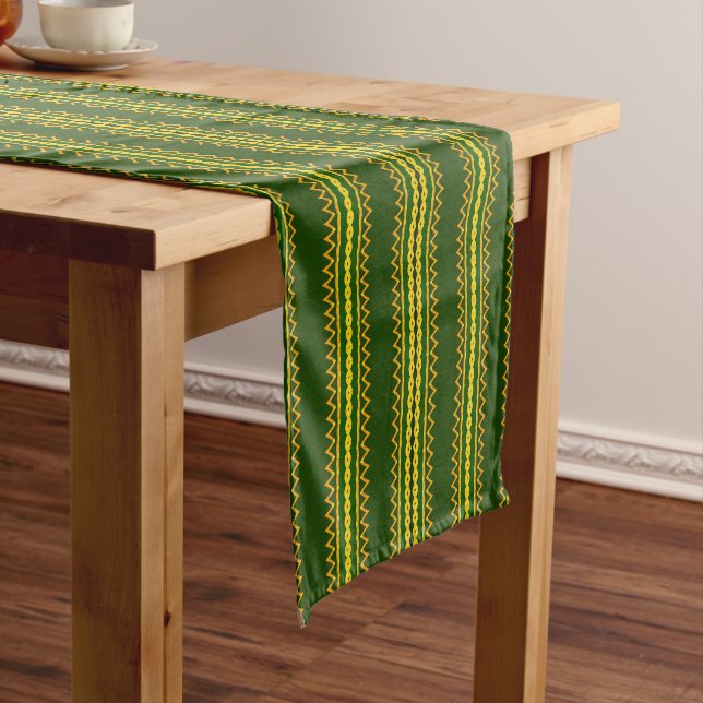 african pattern, geometric, pattern,brown, modern short table runner (In Situ)