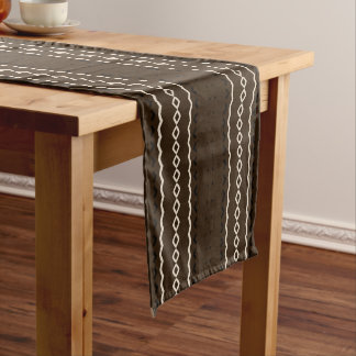 african pattern, geometric, pattern,brown, modern short table runner