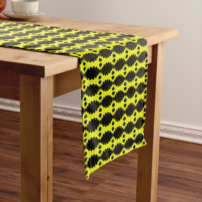 african pattern, geometric, pattern, orange, moder short table runner (In Situ)