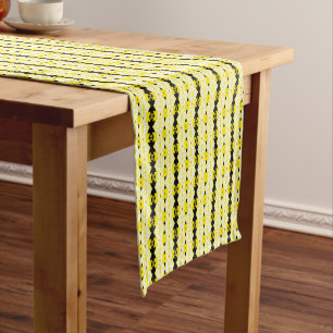 african pattern, geometric, pattern,yellow short table runner
