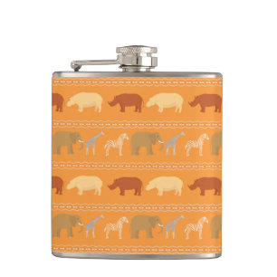 African pattern hip flask
