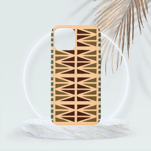 African Pattern in Dark Vermilion and Peach  iPhone 12 Case
