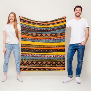 African Pattern Mix Fleece Blanket