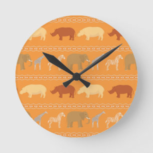 African pattern round clock