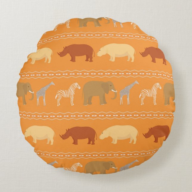 African pattern round cushion (Front)