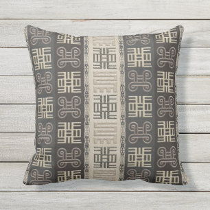 african pattern with Adinkra simbols Outdoor Cushion