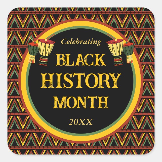 African Patterns Black History Month Celebration  Square Sticker (Front)