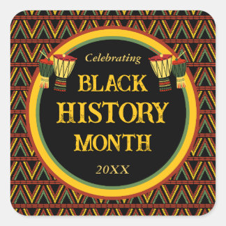 African Patterns Black History Month Celebration  Square Sticker