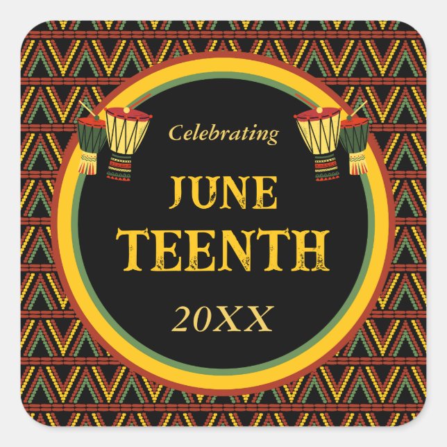 African Patterns Juneteenth Celebration  Square Sticker (Front)
