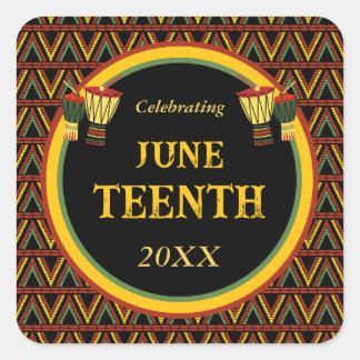 African Patterns Juneteenth Celebration  Square Sticker