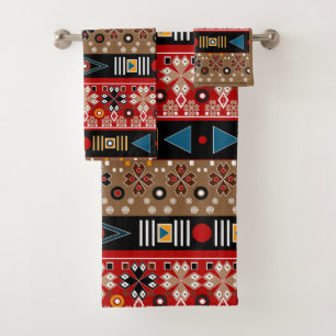 African patterns, oriental pattern throw pillow bath towel set