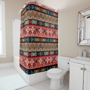 African patterns, oriental pattern throw pillow shower curtain