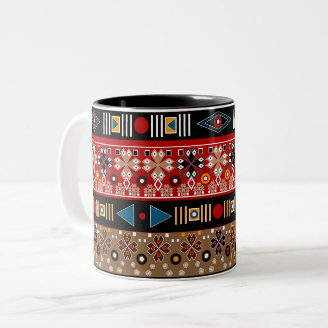 African patterns, oriental pattern throw pillow Two-Tone coffee mug (Front Left)