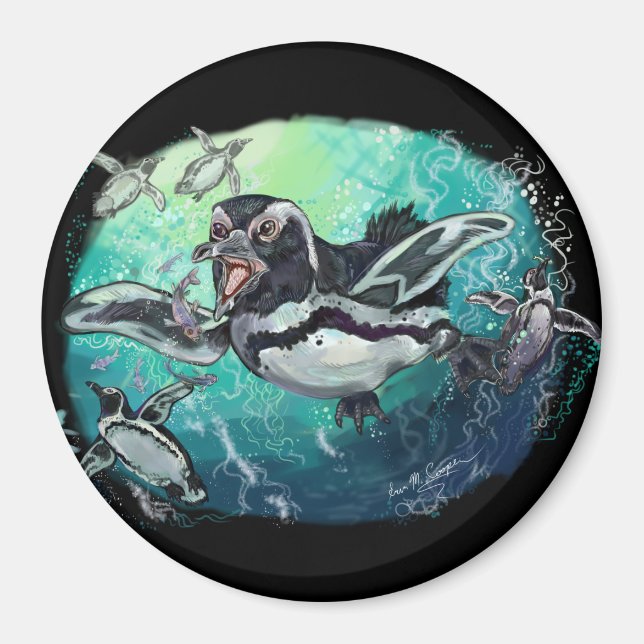 African Penguin Fishy Feast Magnet (Front)