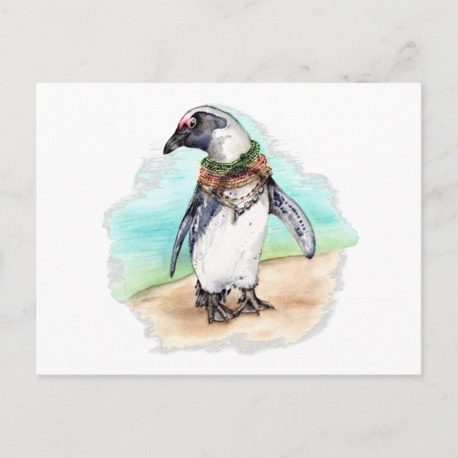 African Penguin on a Beach Postcard (Front)