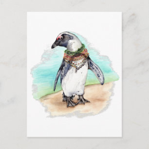 African Penguin on a Beach Postcard