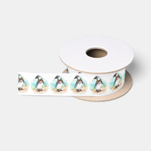 African Penguin on a Beach Satin Ribbon