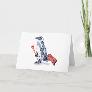 African Penguin with a Suitcase Holiday Card