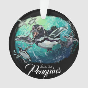African Penguins Fishy Feast Ornament