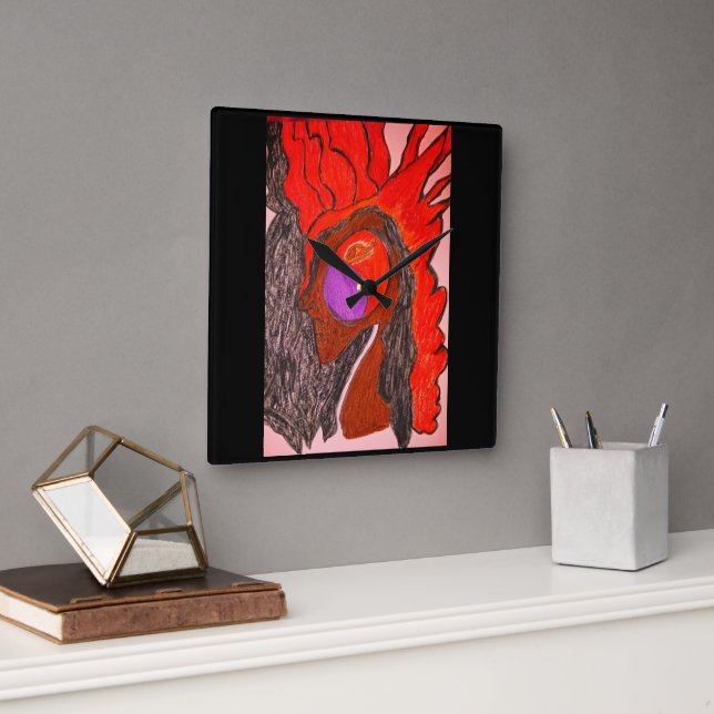 African Phoenix Rising  Square Wall Clock (Office)