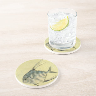 African Pompano Fish, Vintage Threadfin Trevally Coaster