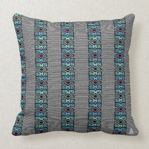 African Pop Border Stripes Cushion