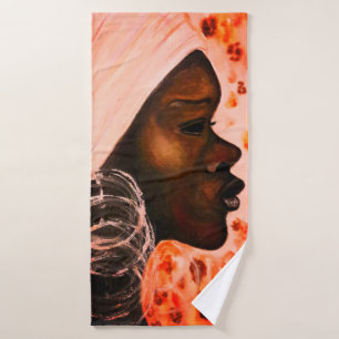 African Pretty Woman Bath Towel Set