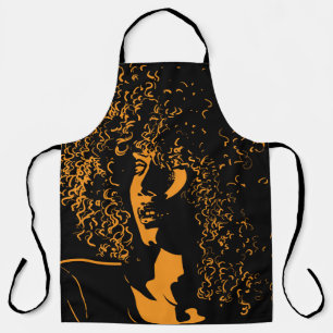 African pretty woman with afro hair style portrait apron