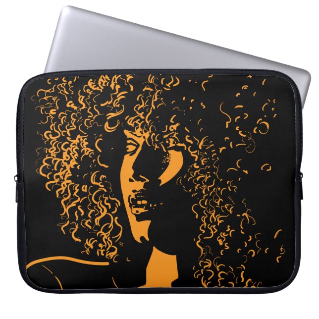 African pretty woman with afro hair style portrait laptop sleeve (Front)