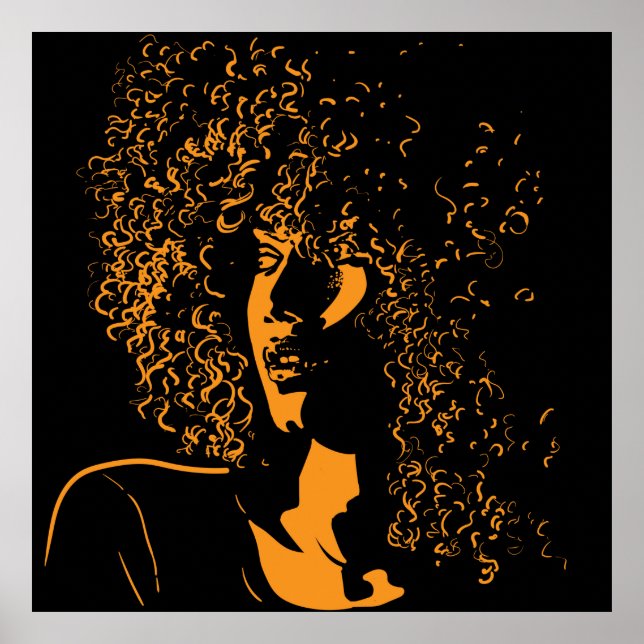 African pretty woman with afro hair style portrait poster (Front)
