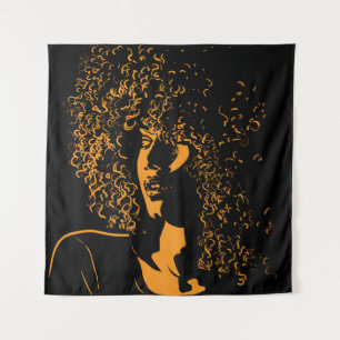 African pretty woman with afro hair style portrait tapestry