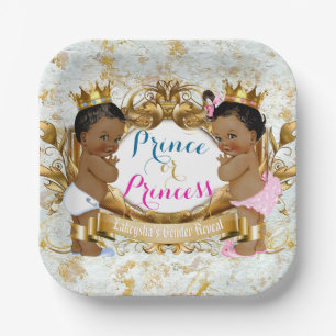 African Prince Or Princess Elegant Gender Reveal Paper Plate