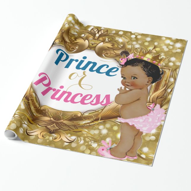 African Prince or Princess Glitter Gift Wrap (Unrolled)