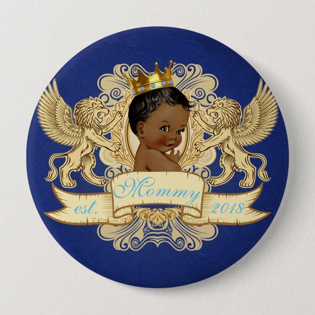African Prince Royal Birthday/Baby Shower Button (Front)